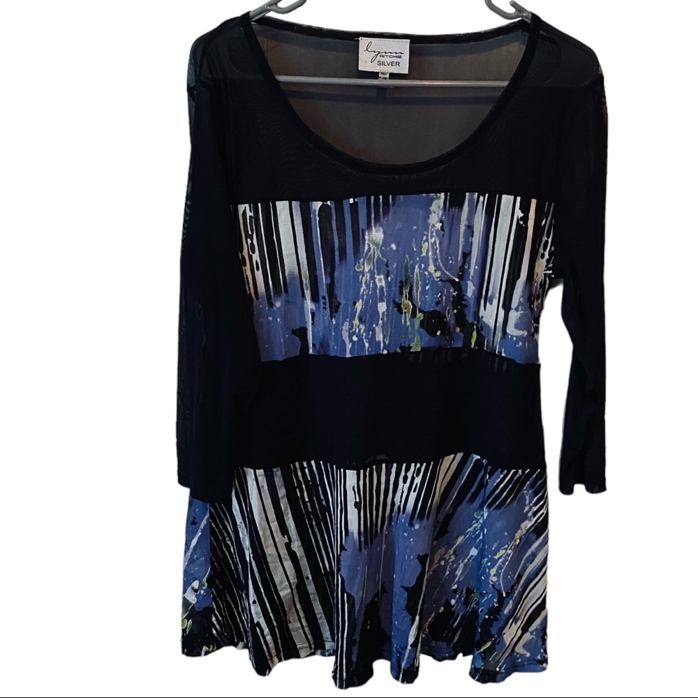 Vintage Lynn Ritchie XL sheet abstract print details long sleeve top.